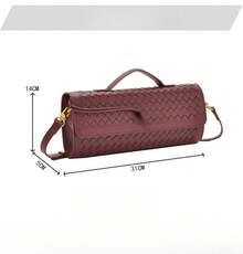 Nischen Woven Single Shoulder Organ Bag Fashion Horizontal Clutch Versatile Women's Crossbody Bag - 1893# Nho tím - Xem 2