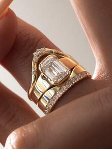 1pc Elegant Cubic Zirconia Inlaid 925 Sterling Silver Ring, Women's Gift Suitable For Balls, Gatherings And Various Party Occasions - Diamond Ring - View 3