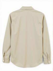 Men's Outdoor Shirt, Utility Shirt Long Sleeve With Large Pockets, Casual Khaki Minimalist Fashion Men's Shirt - Beige - View 3