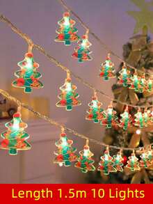 1 Set Christmas String Lights/Suction Cup Lights, Hanging Snowman Santa Claus Christmas Tree Decorative Lights, Window Display Decor, Holiday Celebration, Camping Atmosphere Lighting