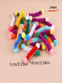 1pc/4pcs/12pcs Cat Teaser Toys, Fluffy Ball Wands, Pet Small Toy Set, Suitable For Cats Self-Playing Toys