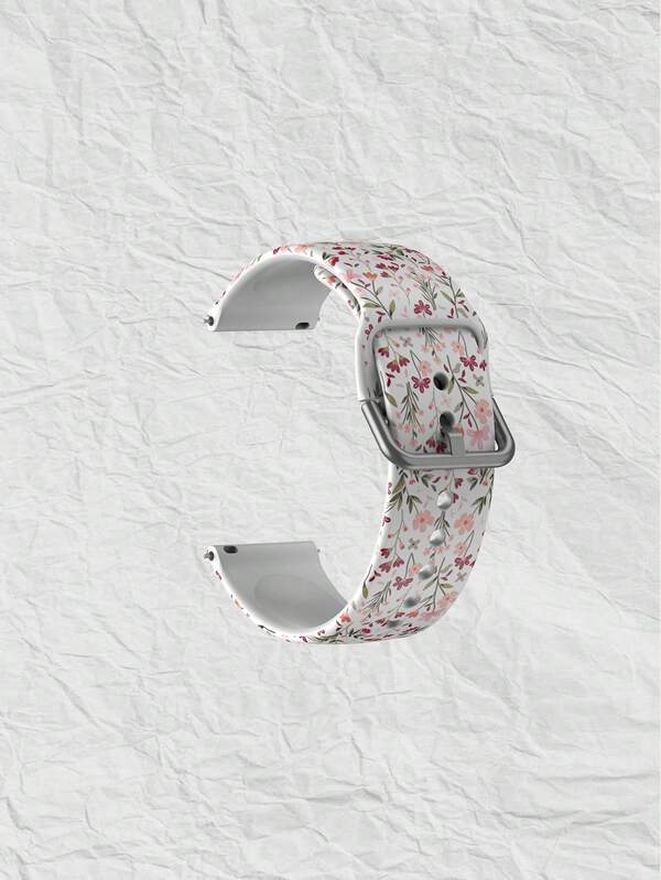 Cute Pink Flowers 20/22 Mm Universal Strap Compatible With Samsung, Huami, Garmin, Honor Smartwatches - Silicone Surface Strap Pattern Compatible With GT2/Gt3, Watch 3/Galaxy