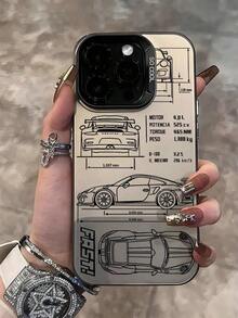 1pc Racing Car Design Phone Case, Minimalist Style, Shockproof Creative Matte Phone Cover, Suitable As Holiday Gift For Kids, Compatible With IPhone 7/8/X/XS/XR/11/12/13/14/15/16 Pro Max, Fashion & Durable Design, Compatible With Samsung A33(5G)/A32(4G)/A52(5G 4G)/S20FE/S21FE/A14(4G 5G)/S23/S23 PLUS/S23 ULTRA/S23 FE/A55 5G/S24/S24 PLUS/S24 ULTRA/A05/A05s, Suitable For IPhone 17 Air - 透黑 - 查看 1