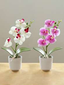 1pc Artificial Butterfly Orchid Potted Plant Simulation Flower Decoration, Valentine Day, Gift