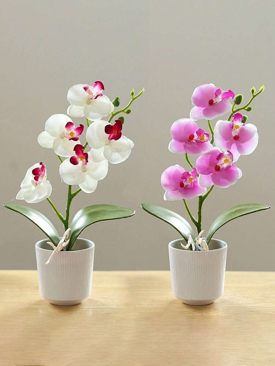 1pc Artificial Butterfly Orchid Potted Plant Simulation Flower Decoration, Valentine Day, Gift