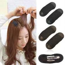 2 Presilhas Volumizadoras Invisíveis e Fofas, BB Clip-On Root Puff Maker, Almofada Volumizadora Minimalista e Sem Costura para Cabelo Feminino, Acessório Essencial para Franja e Aumento de Volume, Kit de Penteado, Kit de Ferramentas para Cabelo - Preto - Ver 1