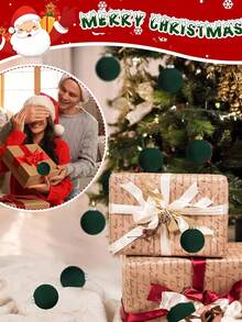 6 件绿色圣诞树挂球，天鹅绒圣诞装饰塑料球，适用于派对节日婚礼家居装饰铃铛、圣诞装饰、新年派对挂饰。