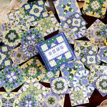 100pcs/Pack Vintage Floral Tile Stickers, Creative Aesthetic Stickers, DIY Decorative Collage Craft Materials, Holiday Gifts, Personalized Scrapbooking School Supplies Scrapbook Supplies Stationery - Red - View 6