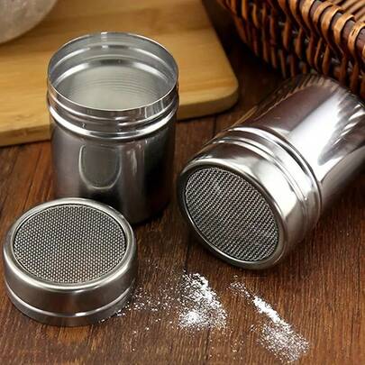 1 cái hộp đựng bột bằng thép không gỉ, hộp đựng bột trà xanh, cà phê, ca cao, rây bột gia dụng, hũ đựng bột làm bánh, lọ rắc đường bột, thìa rây, hộp đựng bột cà phê, ca cao, sô cô la, bột mì, đường bột bằng thép không gỉ có lưới lọc