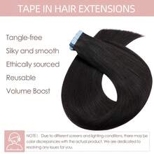 150G Blonde Tape in Hair Extensions 100% Remy Real Human Hair Tape Extensions, Invisible Seamless PU Skin Weft Hair, Remy Straight Double-Sided Tape Adhesive Glue In Extensions, 16-26 Inch, 20PCS/PACK, Ash Blonde Highlighted Bleach Blonde (#P18/613) - Natural Black - Übersicht 3