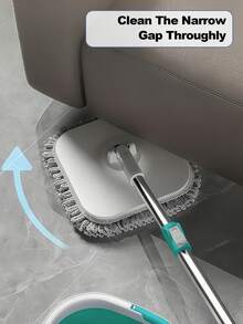 Flat Floor Mop And Bucket Set, Foldable Spin Mop For Floor Cleaning & Square-Head Collapsible Bucket, Bathroom Cleaning Mop, Spin Mop With Adjustable Handle - Wet And Dry Use, Ideal For Hardwood, Tile, And Marble Floors, Household Essentials, Blue, Green - 綠色 - 查看 5