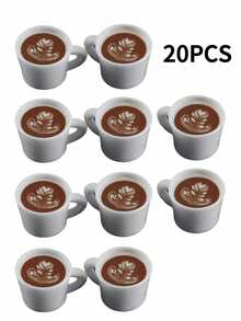 50/40/30/20/10/5/4/3/2件迷你拿铁艺术咖啡杯吊饰3D树脂饮料杯小雕像适用于DIY面包房、咖啡店装饰、家居桌面装饰