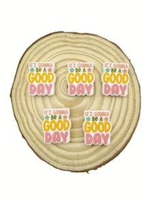 5-Pack "Today Must Be A Good Day" Silicone Beads - Perfect For DIY Jewelry, Keychains, And Crafts | Durable Rubber Beads For Creative Beading And Decoration - 5pcs-GoodDay - 查看 5