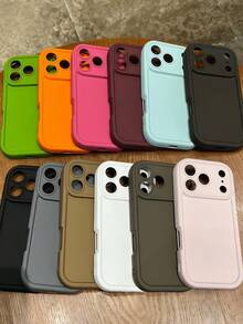 Vouvi Thickened Shockproof Phone Case Compatible With IPhone 17 16 15 14 13 12 11 Pro Max Pure Colour Cover Compatible With IPhone 17 Air 14 15 16 Plus Cases Phone Accessories - Black - View 4