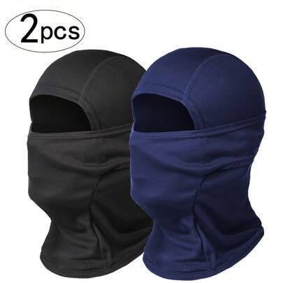 Teenager 2 Packs Dustproof Full Face Mask Black Balaclava Breathable Quick Drying Motorcycle Windproof Balaclava For Cycling And Outdoor Sports