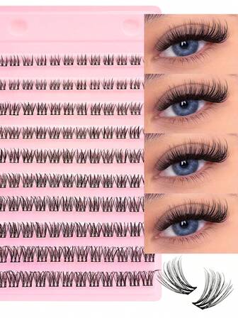 120 Büschel DIY Wimpernverlängerungen, 8-16 mm, flauschig und natürlich, wiederverwendbar, perfektes Urlaubsgeschenk, geeignet für den täglichen Gebrauch/verschiedene Anlässe, um einen einzigartigen Urlaubsschminke-Look zu kreieren