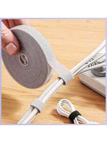 5-Meter Cable Organizer, Cable TieHook And Loopro Cable Tie, Data Cable Management, Self-Adhesive Double-SiHook And Looplcro Tie, Headphone/USB Cable, Computer Cable Tie, Desktop Cable Pack Organizer, Household And Office Cable And Wire Management - Grey - View 7