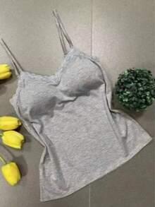 Women's Casual Lace Blouse Kit – Strappy + Padded – Daily Look - 蕾絲襯衫 / 灰色 - 查看 1