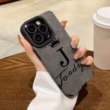 Funda de Teléfono con Patrón de Letra J de Corona Clásica, Adecuada para iPhone 16/16 Pro/16 Plus/15/15 Plus/15 Pro/15 Pro Max/14/14 Plus/14 Pro/14 Pro Max/13/13 Pro/13 Pro Max/12/12 Pro/12 Pro Max/11/11 Pro/11 Pro Max, Resistente a Impactos y Duradera, Diseño de Cuero Sintético Elegante y a la Moda - Colores mixtos - Ver 2