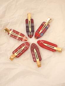 6 chiếc kẹp tóc nơ kẻ caro đỏ cổ điển, phụ kiện tóc ngọt ngào phù hợp cho đi làm hàng ngày, đi chơi, phối đồ, dịp Giáng sinh và Năm mới dành cho phụ nữ, kẹp tóc cài đầu, kẹp tóc ghim. - Nhiều màu - Xem 5