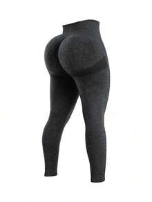 TNTOR 加大码女式高腰提拉健身瑜伽紧身裤，防下蹲，高弹力，速干，适合运动、骑行、瑜伽，蜜桃臀，黑色，高腰收腹设计 - 深灰色 - 查看 13