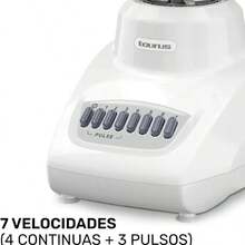 Licuadora Taurus Valencia ,7 Velocidades ( 4 velocidades y 3 pulsos ) vaso de vidrio con capacidad de 1.25 Litros , potencia de 450 watts, color blanca - Tipo de Enchufe A USA (110-127V) - Ver 6