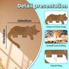 1 件装饰性金属猫剪影栅栏顶饰 - 黑色睡猫花园艺术 - 适用于花园/庭院 - 送给猫爱好者的礼物 - 铁制动物装饰 - 适用于家庭和花园的金属艺术品 - 灵活的铁制猫雕塑（带螺丝）适合 DIY - 黑色 - 查看 13