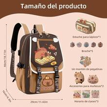 Mochila escolar multifuncional de estilo capibara para niños, linda y con gran capacidad - Estilo Ⅰ - Ver 2
