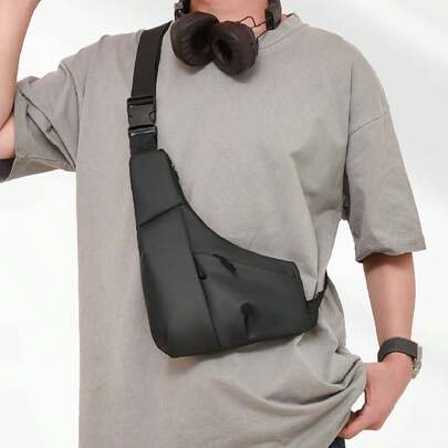Men's Fashion Nylon Lightweight Casual Chest Bag, Multi-Pocket Daily Carry Pouch For Phone, Coins, Keys