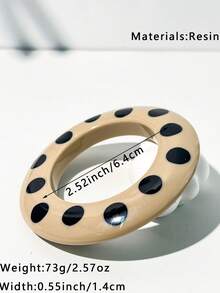 1pc Handmade Resin Bracelet In Milky Tea Color, Multi-Element Design With Stripes And Rivets, Suitable For Daily Wear And Parties, Great Gift For Family And Friends, Autumn/Winter - Multicolor a - View 13