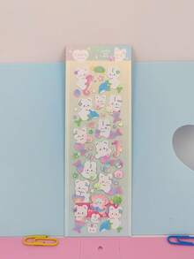 1张可爱兔子系列贴纸，彩虹兔子配金属闪粉，适合韩流粉丝、日记装饰和日常使用。 - 彩色 - 查看 22