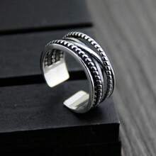 1個韓風時尚男戒,中性復古食指飾品 - 復古銀色 - 查看 11