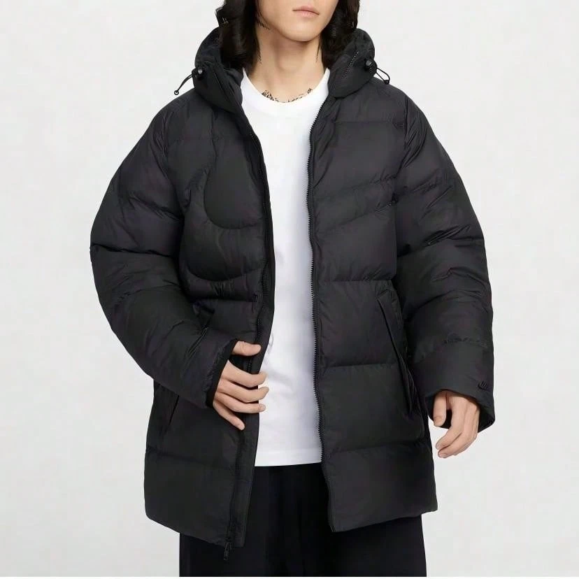 Nike Men's AS M NK TF CLUB PARKA HD MAX Down Jacket 85% Down Content Thick Down Jacket - Medium IH2378-010 - Black - View 1