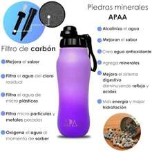 APAA Purify Ergonómica - La Única Botella que Purifica, Filtra y Alcaliniza el Agua. 710ml. Mantiene temperatura por 24 horas(morado) - Tipo 2 - Ver 6