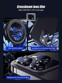 两片装 Black Hawk Eye 钢化玻璃相机镜头保护膜，高清防刮，兼容 11/12/13/14/15/16/17/17 Air/17 Pro/17 Pro Max 系列 - 黑色 - 查看 2