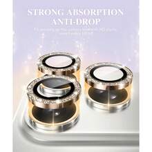1 Set Camera Lens Protector Film For IPhone 17/16/15/14/13/12/11 Pro Max, [Anti-Drop] [Compatible With Phone Case] [Easy To Install] Camera Screen Protective Film Accessories - Gold - View 5