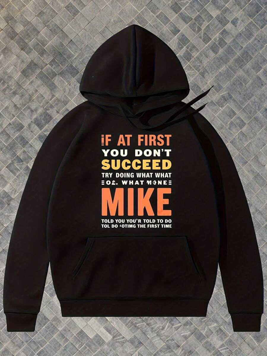 Men S Funny Quote Hooded Sweatshirt - Don T ... Funny Success Quote Hoodie - Black With Orange Text - Heavyweight Pullover Hoodie For Everyday Casual Streetwear - Funny Gift For Men - Autumn - -Themed - 款式8 - 查看 1
