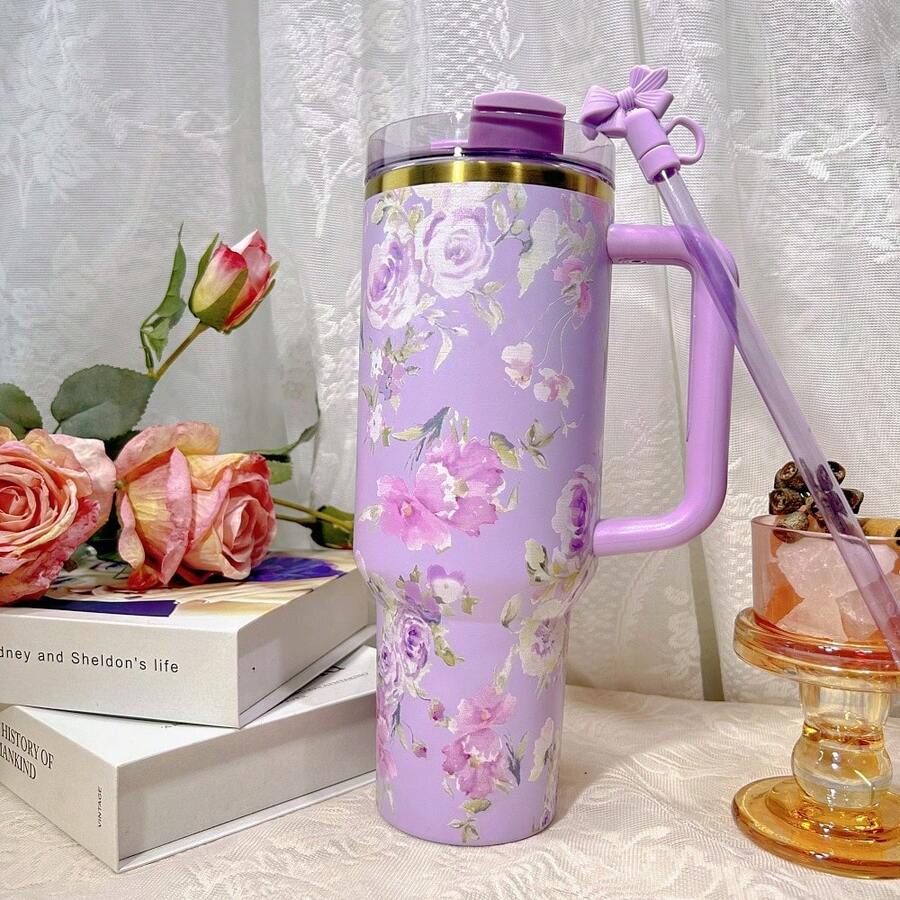 L.O.V.E.Shack Tumbler Water Bottle, Leak-Proof Travel Mug, Suitable For Coffee, Cold Drinks And Daily Use - 紫色 - 查看 1
