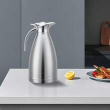 Jarra Térmica para Café 2L Cafetera Térmica Acero Inoxidable, Jarra aislada al vacío con Tapa Hermética y Asa Anti-quemadura,Apto para hogares y restaurantes - Plateado - Ver 6
