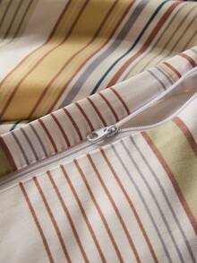 3pcs 100% Polyester Vintage Striped Duvet Cover Set, 2 Pillow Shams + 1 Duvet Cover (No Bed Sheet) - Multicolor - View 6