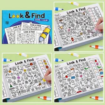 1 Interactive Scavenger Hunt Book / Strengthens Brain Skills With Sudoku Puzzles, Memory, And Color Recognition / Durable Travel Educational Cards For Home And School Use / Perfect Gift For Thanksgiving, Christmas, And New Year, Coloring Book, Drawing Book