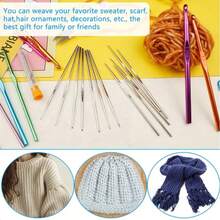 Crochet Hook Set, Includes Ergonomic Metal Hooks, Stitch Markers, Storage Bag, Multicolor, Suitable For All Seasons DIY Knitting Crafting Tools, Great For Beginners - Multicolor - View 6