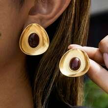 S SHOPBOHO 1 对不锈钢高品质高级镀金几何耳环水晶耳钉个性珠宝 - 幾何形狀 - 查看 12