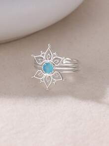 1 pieza Anillo de flor hueco de moda para mujeres y hombres, color dorado, de acero inoxidable con diseño geométrico, joyería estética para boda, regalo de pareja