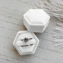 Velvet Hexagon Jewelry Ring Box For Wedding Engagement, Pink, High-End Vintage Style Single/Couple Rings Back To School - Multicolor - View 21