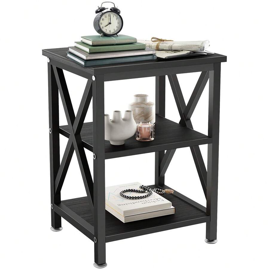 Mesa Auxiliar, Mesa De Noche Moderno, Pequena Mesa De Centro Buró Para Recámara Mesa De Noche Minimalista Mesa Auxiliar Mesa Para Jardín Mesa De Centro Mesa Auxiliar Madera Moderna Mesa De Centro Mesa De Noche Con Estante Mesas Auxiliares - Negro - Ver 1