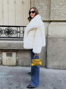 Autumn/Winter New Fashion Street Style Faux Fox Fur Faux Fur Jacket, Women Elegant Short Faux Fur Coat - trắng - Xem 9