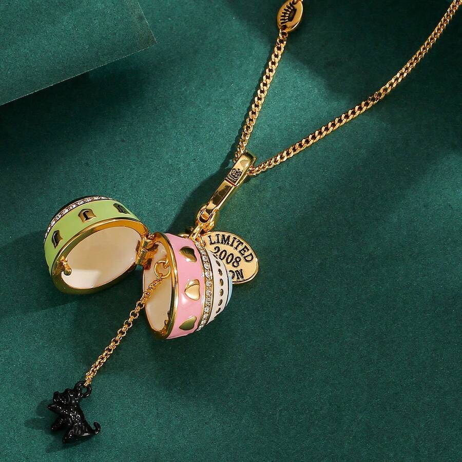 1Pc Fashion Cute Enamel Golden Corgi Puppy Pendant Necklace For Women Sweet Cool Party Beads, High-End Accessories, Bags, Key Chain Pendants,Girlfriend Gift,Halloween Gifts - 小狗彩蛋吊墜項鍊 - 查看 1