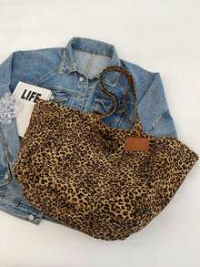 Bolso de mano con estampado de leopardo marrón de moda, bolso de hombro de gran capacidad, bolso perfecto para llevar debajo del brazo para ir al trabajo - Marrón - Ver 5