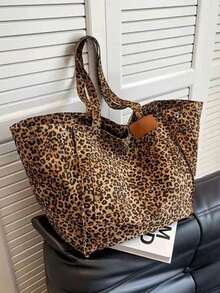 Bolso de mano con estampado de leopardo marrón de moda, bolso de hombro de gran capacidad, bolso perfecto para llevar debajo del brazo para ir al trabajo - Marrón - Ver 6